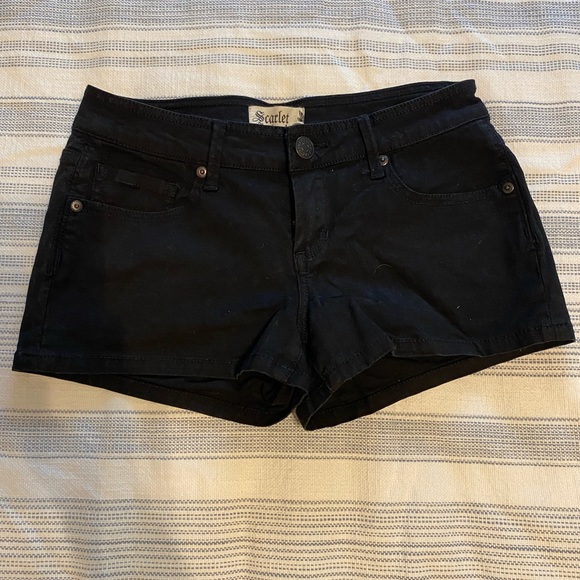 Black Denim Mini Shorts - Picture 1 of 2